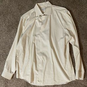 Men’s Perry Ellis Large Yellow Gingham Dress Shirt